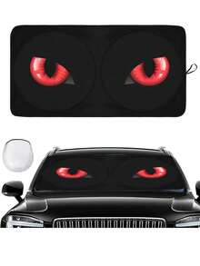 1 件可折叠汽车挡风玻璃遮阳板，遮阳板，阻挡紫外线，保持车辆凉爽，适合轿车、SUV、卡车 - 紅色的眼睛 - 查看 3