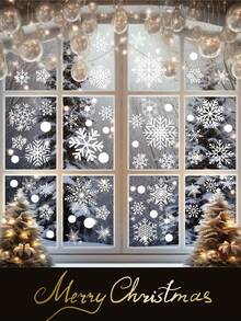 全新 137 片雪花窗贴、白色雪花静电玻璃圣诞装饰、冬季门背景装饰、白色雪花静电玻璃、圣诞玻璃窗 - 圣诞窗贴雪花圣诞装饰圣诞窗贴节日窗贴冬季装饰雪花窗贴、圣诞装饰、冬季门背景装饰、白色雪花静电玻璃