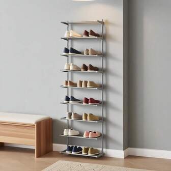 24 Pair Door Shoe Organizer, Sturdy 8-Tier Closet Storage Shoe Rack - Gray