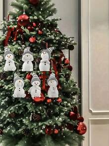 Set de 12 piezas/6 piezas Adornos navideños colgantes planos de muñeco de nieve de madera - Material de madera resistente, perfecto para árboles de Navidad y Año Nuevo, coronas, chimeneas y decoraciones festivas, decoraciones navideñas, decoración del hogar, plano 2D