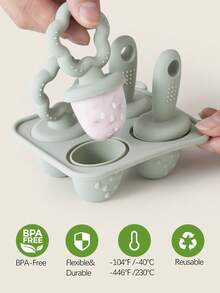 Moldes de paletas de silicona para bebés con palitos, moldes para los primeros helados de bebé, recipiente para alimentos de bebé, fabricante de golosinas congeladas, molde para hacer paletas de hielo para niños pequeños y bebés, artículos esenciales para bebés - 1 paquete - Ver 5