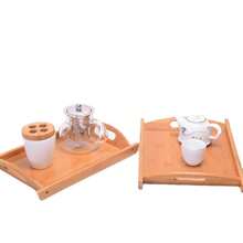 Bamboo Hotel Right Angle Tray, Tea Water Tray, Household Bamboo Wood Handle Plate, Restaurant Fast Food Plate, Double Ear Fruit Tray - Apricot - View 8