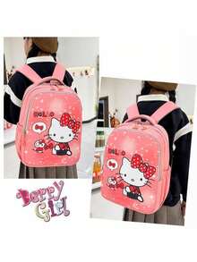 Sanrio 1 pieza Conjunto de 3 piezas de mochila Sanrio Hello Kitty Kulomi, estampado de gato anime KT, adecuado para estudiantes de secundaria y preparatoria, mochila, bolso de hombro, estuche de lápices, para la escuela, temporada de regreso a clases, salidas y regalos