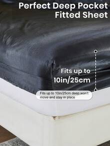3/4pcs Satin Fitted Sheet Set, Bedding Set, Bed Sheets, Solid Color Bed Sheet Set, Mattress Cover Set, Skin-Friendly Bed Cover Set, Bedroom Decor, Meticulous Festival Gifts, Smooth And Soft Silky Sheets For Hair And Skin, Similar To Silk Bed Sheets Set For Single, Twin, Full, King And Queen Bed Sizes, Ideal Home Gift, Christmas Decoration,1pc Flat Sheet, 1pc Fitted Sheet With 1/2pcs Pillowcases, Machine Washable - Multicolor - View 5