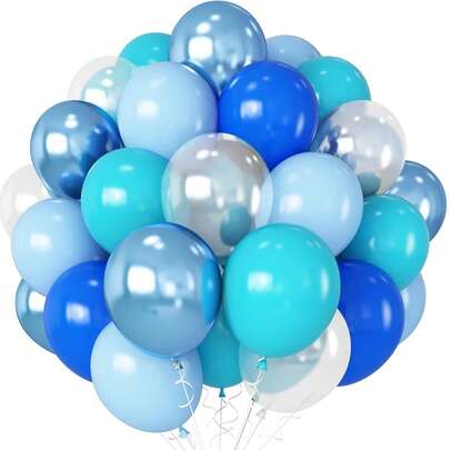 51/26pcs Blue & Green Balloons, 10 Inch Turquoise & Teal Latex Helium Balloons, Transparent Metallic Light Blue Party Balloons, Suitable For Underwater/Ocean Theme Birthday, Baby Shower, Shark Party Decor