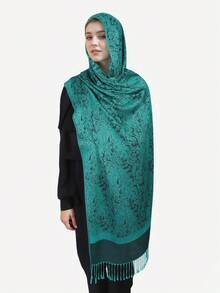 1pc Women's Retro Chic Paisley Jacquard Cardigan Shawl Scarf With Tassel, Classic Minimalist Cashmere-Like Versatile Hijab/Abaya Accessories, Elegant Fashion Cape Wrap For Spring Fall Soft Warmth, Casual & Formal, Indoor & Outdoor