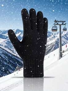 A Pair Of Skiing Men's Winter Touchscreen Gloves - Warm And Soft Knitted Gloves Suitable For Running, Driving, And Hiking
