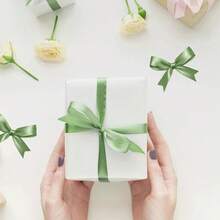 Baby Pink Satin Ribbons 40mm: Wide Fabric Ribbons For Gift Wrapping, Crafting, Party Decoration & 22m - Green - View 5