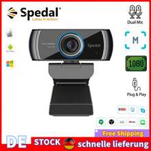 广角网络摄像头，120 度大视角 Spedal 920 视频会议摄像头，全高清 1080P 直播网络摄像头，内置麦克风，USB 网络摄像头，适用于 PC、笔记本电脑和台式机 - 黑色 - 查看 3