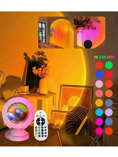 LED 日落氛围灯 - USB 插入式，营造温馨氛围，非常适合客厅装饰、房间环境装饰照明、节日庆祝、情侣约会礼物、主播背景图片