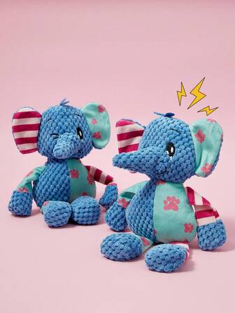 PETSIN Slumpmässig färg, hållbar, gnisslande elefant, plyschleksak för hundar - bettresistent, lämplig för alla raser av tandrengöringsdesign, lämplig som julklappar för små och medelstora hundar, ljudleksak är den bästa födelsedagspresenten för att hålla dem sysselsatta