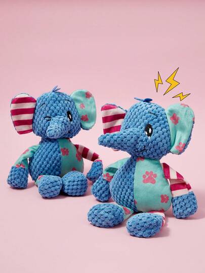 PETSIN Juguete de peluche con chirrido de elefante resistente y de color aleatorio - Diseño resistente a mordeduras y adecuado para la limpieza dental de todas las razas, apropiado como regalo de vacaciones para perros pequeños y medianos. El juguete sonoro es el mejor regalo de cumpleaños para mantenerlos ocupados