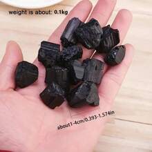 100克/袋天然黑色电气石原矿不对称晶体矿物标本 - 黑色 - 查看 6