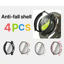 4-Color Combination Sports & Casual Series Protective Case Compatible With Samsung Galaxy Watch 4, Delicate Texture, Scratch-Resistant And Shockproof Hard PC Case + Integrated High-Definition Glass Screen Protector, Compatible With Samsung Galaxy Watch 4/5/6/7/8 40mm 44mm, Fashionable And Convenient Watch Protective Cover For Men And Women