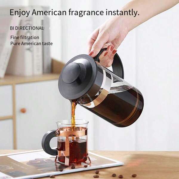 1 pieza Cafetera de color aleatorio, Taza de café Tetera, Cafetera de goteo manual de vidrio, Espumador de leche para uso doméstico, Prensa francesa, Cafetera de vidrio borosilicato de alta calidad, Cafetera de goteo manual para el hogar