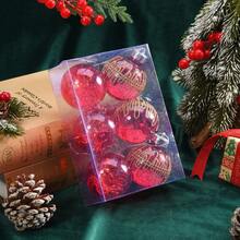 6Pcs Christmas Ball Christmas Ball Ornaments Set Golden Border Grid Painted Plastic Ball For Xmas Tree Decor Home Party Holiday Celebration - Multicolor - View 4