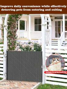 Puerta de versátil para mascotas - Puerta extensible para mascotas, portátil y ajustable - Puerta de para perros para interiores y exteriores - Fácil instalación como barrera para escaleras - Se puede usar para aumentar la altura de una puerta de para mascotas - Tela sin malla - Material de PVC - Negro - Ver 4