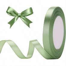 Baby Pink Satin Ribbons 40mm: Wide Fabric Ribbons For Gift Wrapping, Crafting, Party Decoration & 22m - Green - View 2