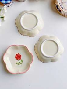 4 件/1 件可爱粉色花朵陶瓷蘸酱碟、饺子和火锅盘、酱油、芥末、番茄酱调味碟，适用于厨房、餐厅、酒店 - 彩色 - 查看 7