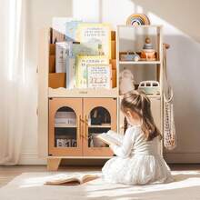 ROBUD Wooden Kids Bookshelf Montessori Bookshelf For Toddlers Beige Kids Bookcase And Toy Storage Wooden Book Shelf Organizer For Playroom Nursery Kids' Rooms - Brown - View 7