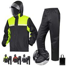 Impermeable Motociclista Reflejante Con Capucha Y Zapatos,Resistente a las arrugas y al desgaste,cómodo y transpirable,tejido doble capa,diseño reflectante - Negro y verde - Ver 1