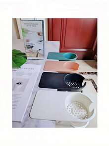 1pc Creative Water Bottle Holder And Desk Organizer. This Plastic Storage Holder Is Placed On The Edge Of The Desk And Serves As A Cup Holder For The Office Table. It Is Made Of High-Quality Plastic, Lightweight .