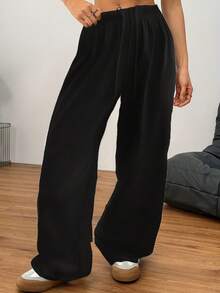 1PC Women's Casual Drawstring Wide Leg Pants Women's Loose Fit Straight Leg Drawstring Jogger Pants For Daily Wear Hiking Travel Trekking Running Cycling