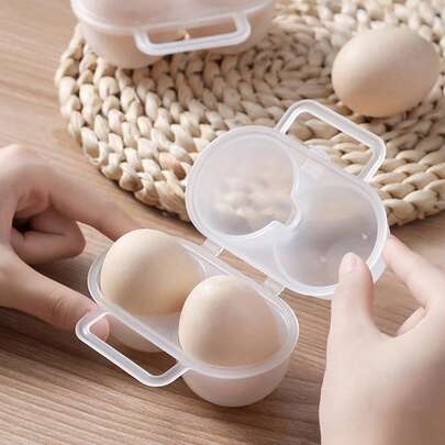 1个耐用PP聚丙烯双层便携式鸡蛋收纳盒，纯色防震鸡蛋容器，适合户外使用