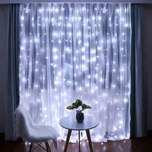 Rideau de fenêtre de Noël avec guirlande lumineuse LED, 8 modes, alimenté par USB, lumières d'ambiance pour la décoration, convient pour la Saint-Valentin, le Nouvel An, le mariage, la chambre à coucher, l'anniversaire, la fête des vacances, la décoration intérieure de la maison Décorations de Noël Décoration de la pièce Hiver