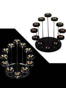 1pc 12-Tier Round Acrylic Multi-Functional Display Stand Versatile Riser For Cupcakes Jewelry Mini Figurines Decorations Perfect For Christmas Halloween Thanksgiving Valentines Day Elegant Black Clear Options Ideal For Wedding Accessories Space-Saving Stylish