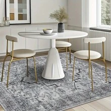 1pc Boho Style Grey Area Rug, Vintage Area Rug, Machine Washable Rug, Vintage Inspired Rug, Foldable Anti Slip Retro Abstract Carpet, Ultra Soft Area Carpet, Living Room And Bedroom Anti Fouling Carpet Christmas Decor Kitchen Rug - Multicolor - View 3