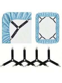 8/12 Piece Black Anti Slip Triangular Fixator, Elastic Bed Sheet Fixator, Suitable For Mattress Protective Covers, Sofa Cushions, Bed Covers - Multifunctional For Beds, Sofas, Chairs, And Easy To Use, Bedding Clip - 黑色 - 查看 5