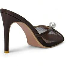 Mesh Mule Heels With 4 Inch Stiletto Heel - 棕色 - 查看 6