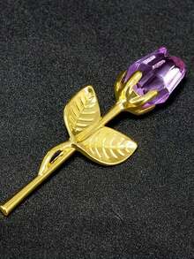 1pc Crystal Red Rose Gift With Silver Leaf Infinity Flower|Handmade Wrapped|Thanksgiving/Wedding/Anniversary/Valentine's Day Gift For Her - Multicolor - View 11