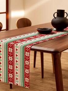1 pièce Chemin de table en lin à motif de Noël, convient pour les fêtes, les anniversaires, les dîners, la décoration de table de cuisine et de salle à manger, la couverture d'un meuble à chaussures, décoration d'intérieur toutes saisons