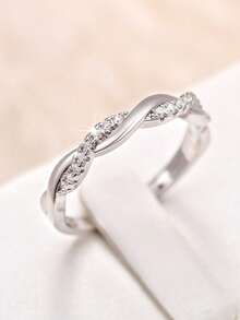 1 PC Elegant Cubic Zirconia Ring For Women For Wedding Engagement Band Jewelry Gift