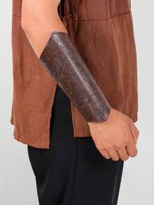 1Pc Unisex PU Leather Wrist Bracer Viking Medieval Wristband Arm Guard Armor For Renaissance Faire Larp Cosplay Prop Punk Rivet Decor Bracelet