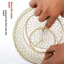 Foldable Wire Fish Basket, Portable Metal Fish Cage For Fishing, Easy To Carry Fish Net - Fish Guard Diameter 25 - View 4