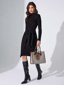 3pcs Set: Multicolor Plaid PU Leather Handbag, Shoulder Bag, Zipper Tote Bag, Elegant Middle-Aged Women Bag, Large Capacity, Versatile For Daily Use - Grey - View 4