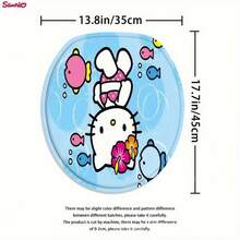 Sanrio 3-Piece Hello Kitty Bathroom Set, Includes Waterproof Shower Curtain, Toilet Lid Cover, Bath Mat, U-Shaped Mat, Comes With 12 Hooks, Available In Pink, Blue, And Full Family Characters, Suitable For Home And Bathroom Decor Christmas Decor