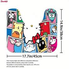 Sanrio 3-Piece Hello Kitty Bathroom Set, Includes Waterproof Shower Curtain, Toilet Lid Cover, Bath Mat, U-Shaped Mat, Comes With 12 Hooks, Available In Pink, Blue, And Full Family Characters, Suitable For Home And Bathroom Decor Christmas Decor
