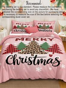 3pcs Leopard Print Christmas Decoration Digital Print Duvet Set Set (1 Piece Duvet Cover 2 Pieces Pillowcase Without Core) Polyester Fiber Super Soft Skin-Friendly Bedding Set Christmas Decorations Suitable For Various Bed Sizes Ideal For Gifting - Multicolor - View 4