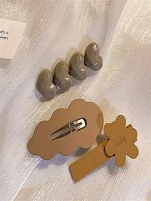 4pcs/A Set Of Milk And Coffee Colored Fashionable Hair Clips For Women, With Cute Side Clips And Alligator Hair Clips. The Notch Clip Is Suitable For Holiday Gifts For Girlfriends, Family, And Teachers, Claw Clips, Hair Claws, Hair Slide, Hair Barrettes