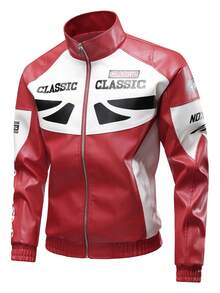 Men's Outdoor Jacket, Racing Suit, Bomber Jacket, Baseball Jacket, Outdoor Jacket, Stand Collar Motorcycle Jacket - Red - View 1
