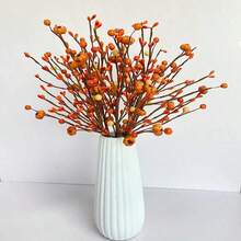 1pc/3pcs/6pcs Artificial Pumpkin Orange Berry Stem Autumn Pumpkin Branch For Autumn Harvest Festival Thanksgiving Decoration Vase Autumn Harvest Festival Home Decor Christmas Decorations Room Decor Christmas - Yellow - View 4