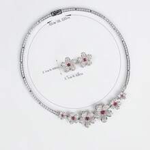 3 Stück/Set silberfarbener Schmuckset mit kubischen Zirkonia Blumen-förmigen Ohrringen, Halskette, modisches Schmuckgeschenkset für Frauen, geeignet für Feste, Partys - Schmuckset - Übersicht 6