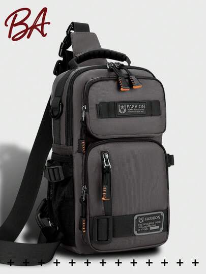 男士休闲尼龙胸包钱包，多功能腰包，大容量斜挎包，轻便单肩包，多口袋旅行包，便捷手机收纳包，适合学生、初中、高中、校园、旅行度假、商务旅行、日常通勤、购物、办公室、约会、户外、健身、跑步、骑自行车、锻炼、徒步露营、生日礼物、节日礼物