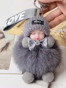 1 pieza Llavero de peluche suave y lujoso de color vibrante, colgante de muñeco de peluche dormido adorable como accesorio para mochila, regalo, bolso o accesorios de coche