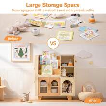 ROBUD Wooden Kids Bookshelf Montessori Bookshelf For Toddlers Beige Kids Bookcase And Toy Storage Wooden Book Shelf Organizer For Playroom Nursery Kids' Rooms - Brown - View 8