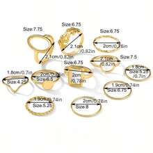 Bộ trang sức hình lá hình học 11 món - Phù hợp để đeo hàng ngày hoặc làm phụ kiện dự tiệc, mang phong cách Hip-Hop và tối giản - Bộ nhẫn hình học 11 chiếc - Xem 5